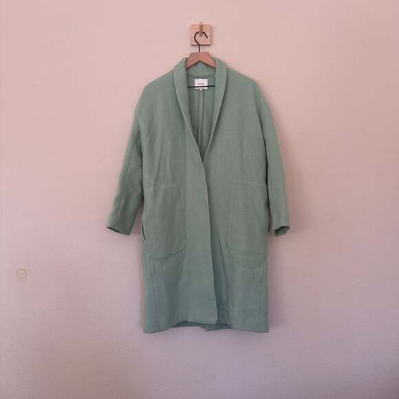 Vince Single Button Shawl Collar Closure Coat Women's XS Teal Wool